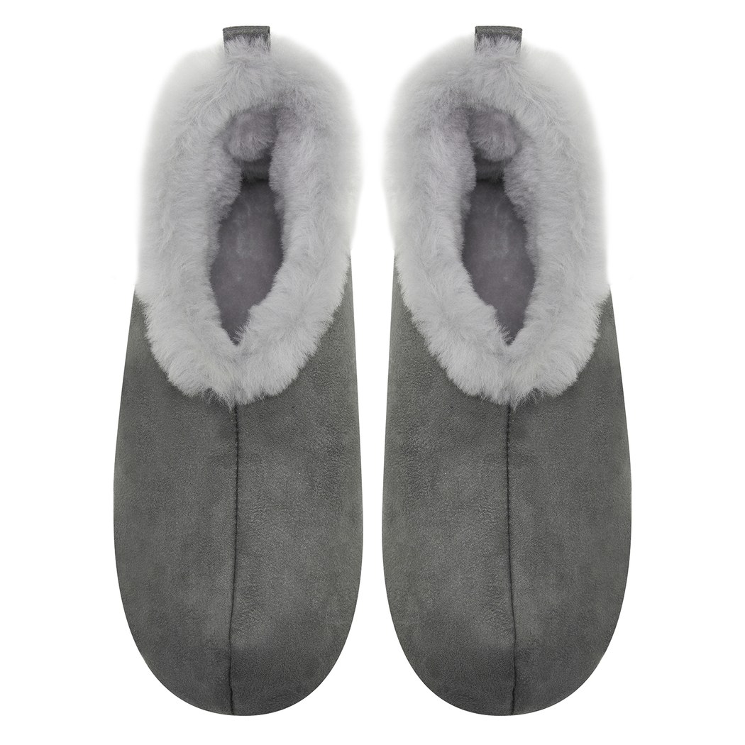 Kadın Gri Fluffy Yünlü Patik