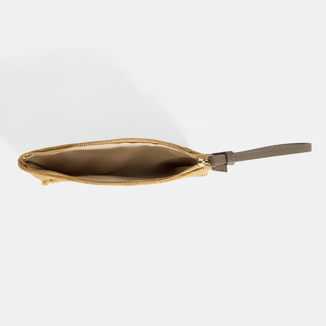 Kadın Gri Kedi Nakışlı Hasır Clutch