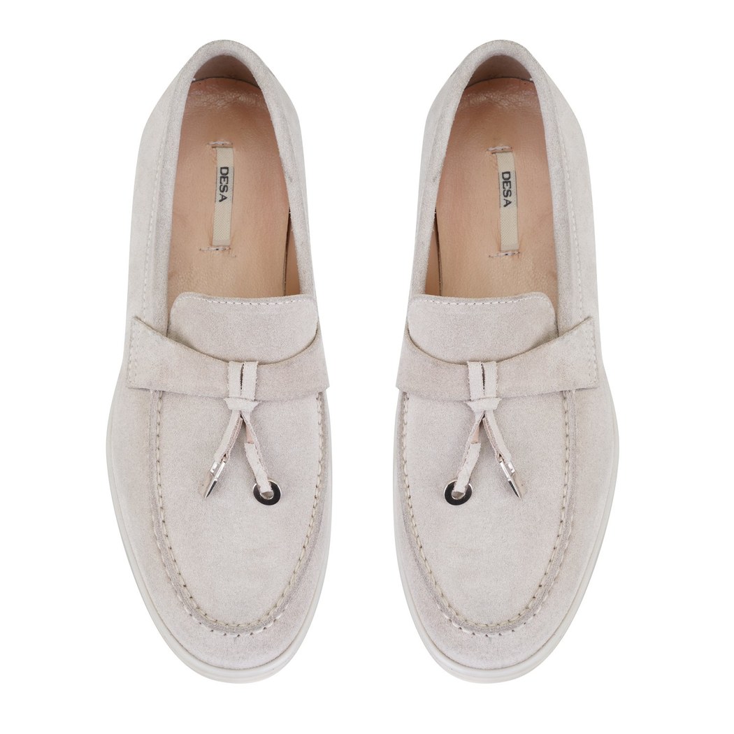 Kadın Gri Süet Deri Loafer