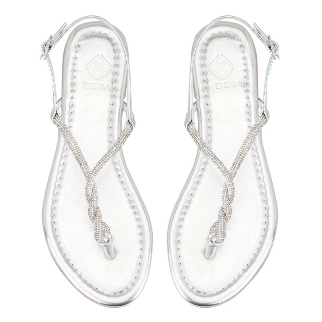 Kadın Gümüş Ayarlanabilir Tokalı Terlik