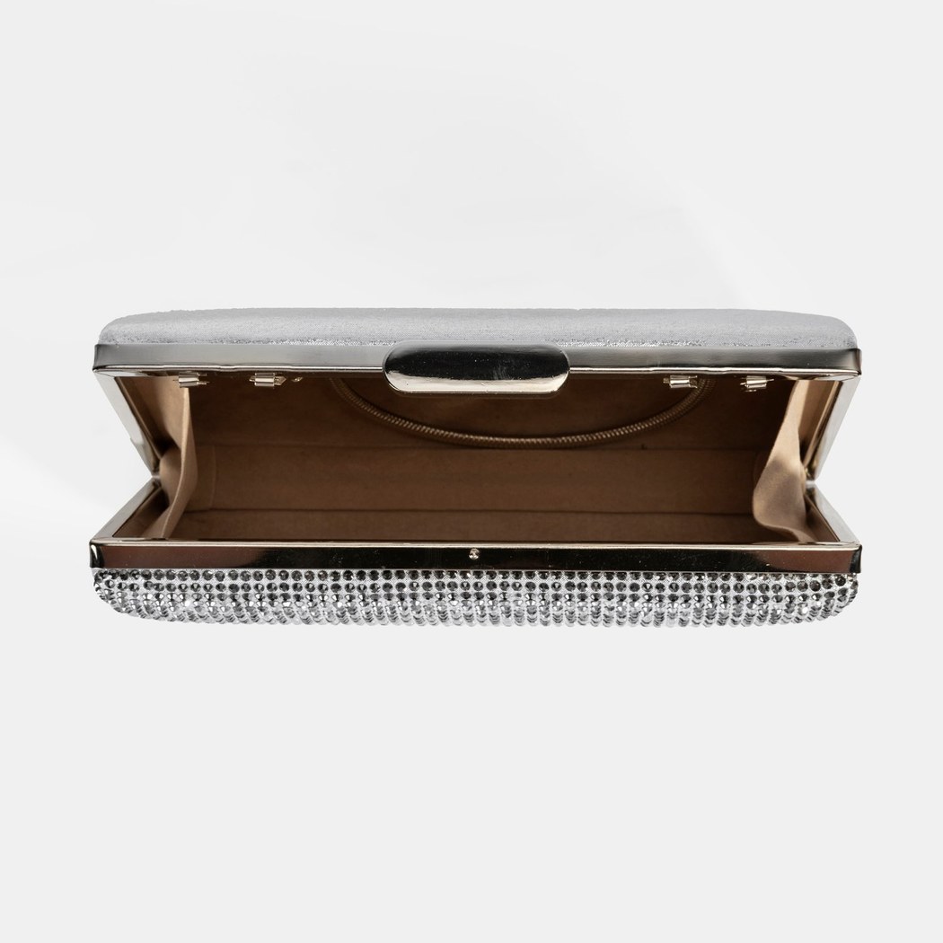 Kadın Gümüş Taş Detaylı Gece El Çantası