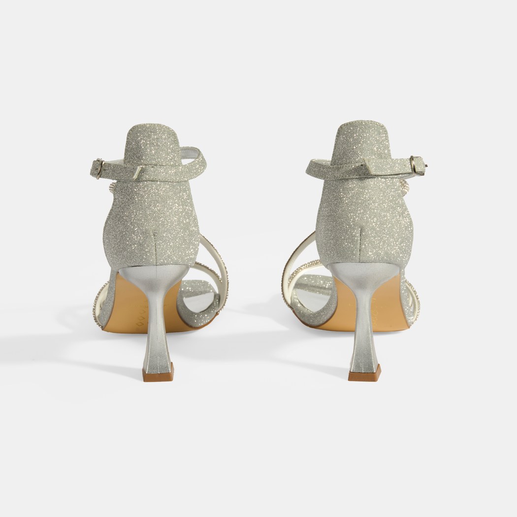 Kadın Gümüş Toka Detaylı Topuklu Abiye Sandalet