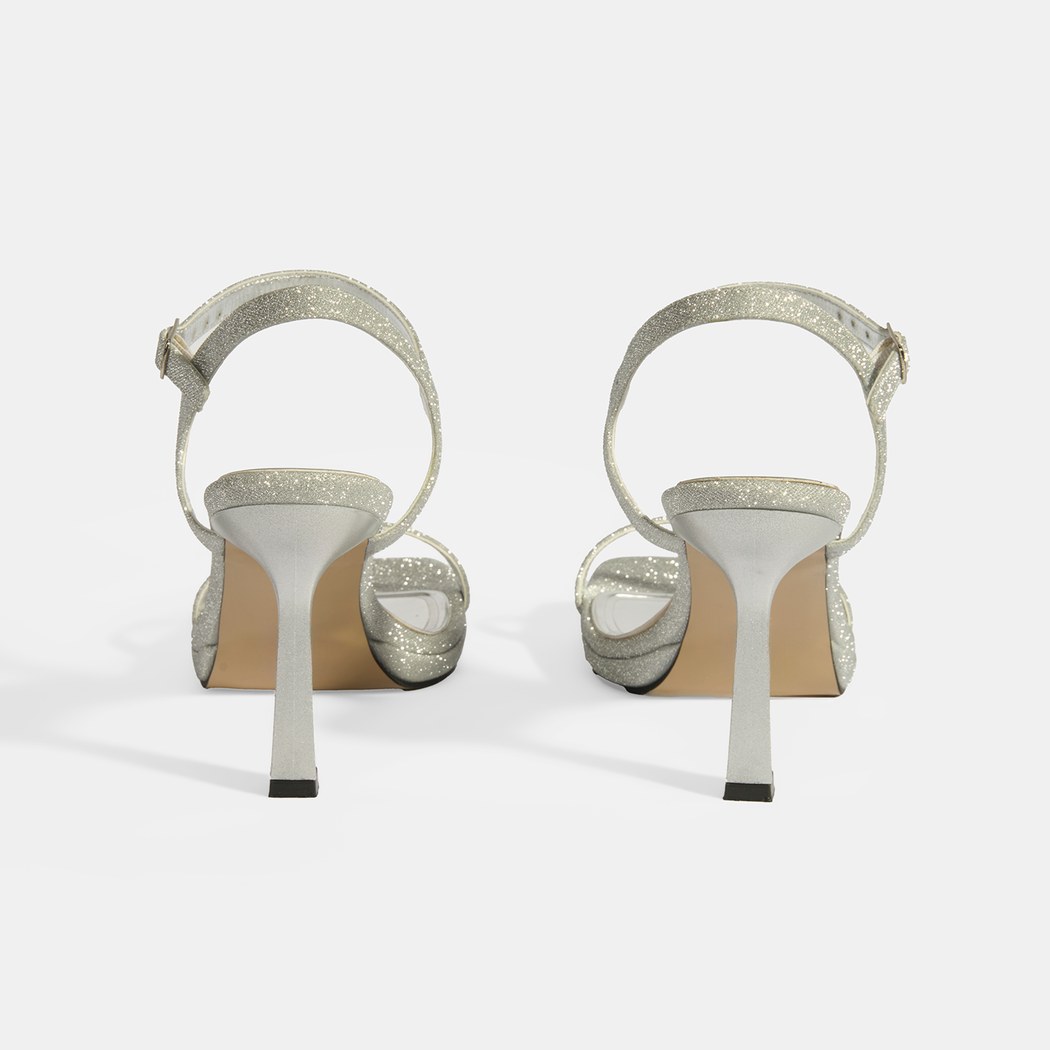 Kadın Gümüş Toka Detaylı Topuklu Abiye Sandalet