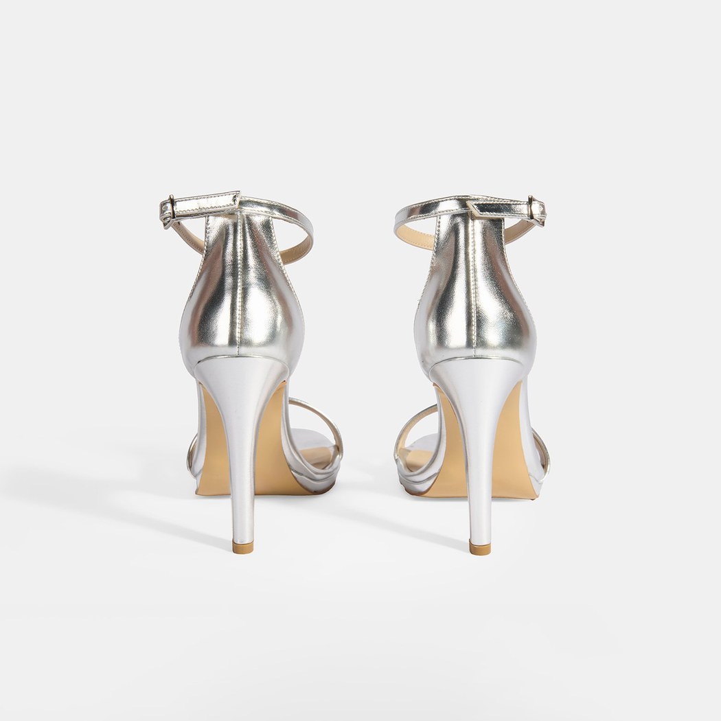 Kadın Gümüş Topuklu Abiye Sandalet