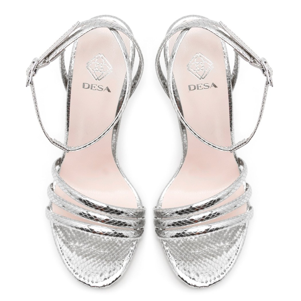 Kadın Gümüş Topuklu Sandalet