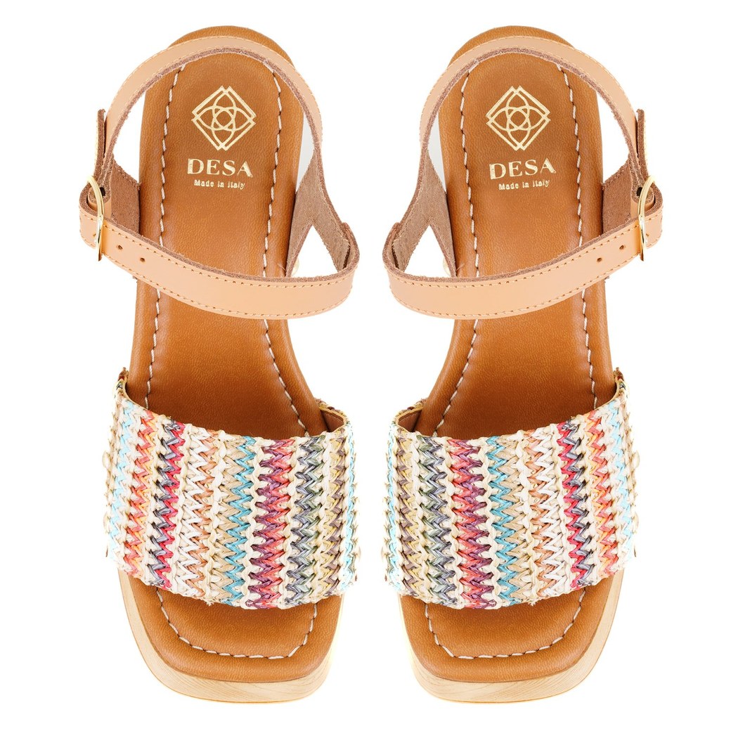 Kadın Hasır Örgülü Topuklu Sandalet