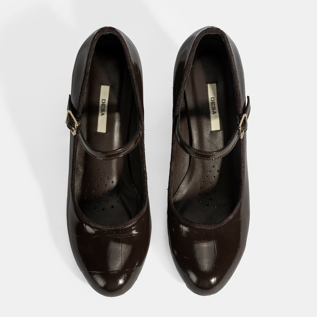 Kadın Kahve Ayarlanabilir Metal Tokalı Mary Jane Topuklu Ayakkabı