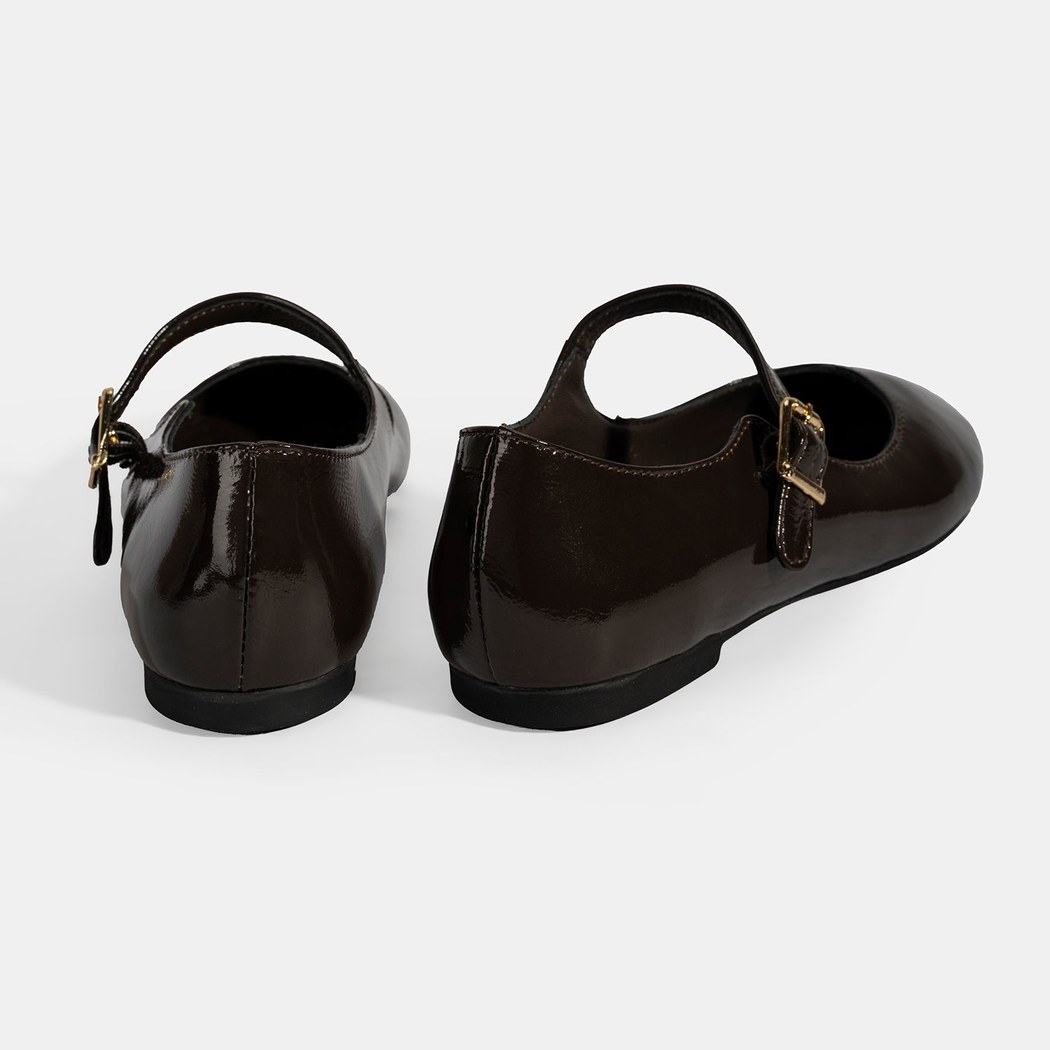 Kadın Kahve Ayarlanabilir Tokalı Deri Babet