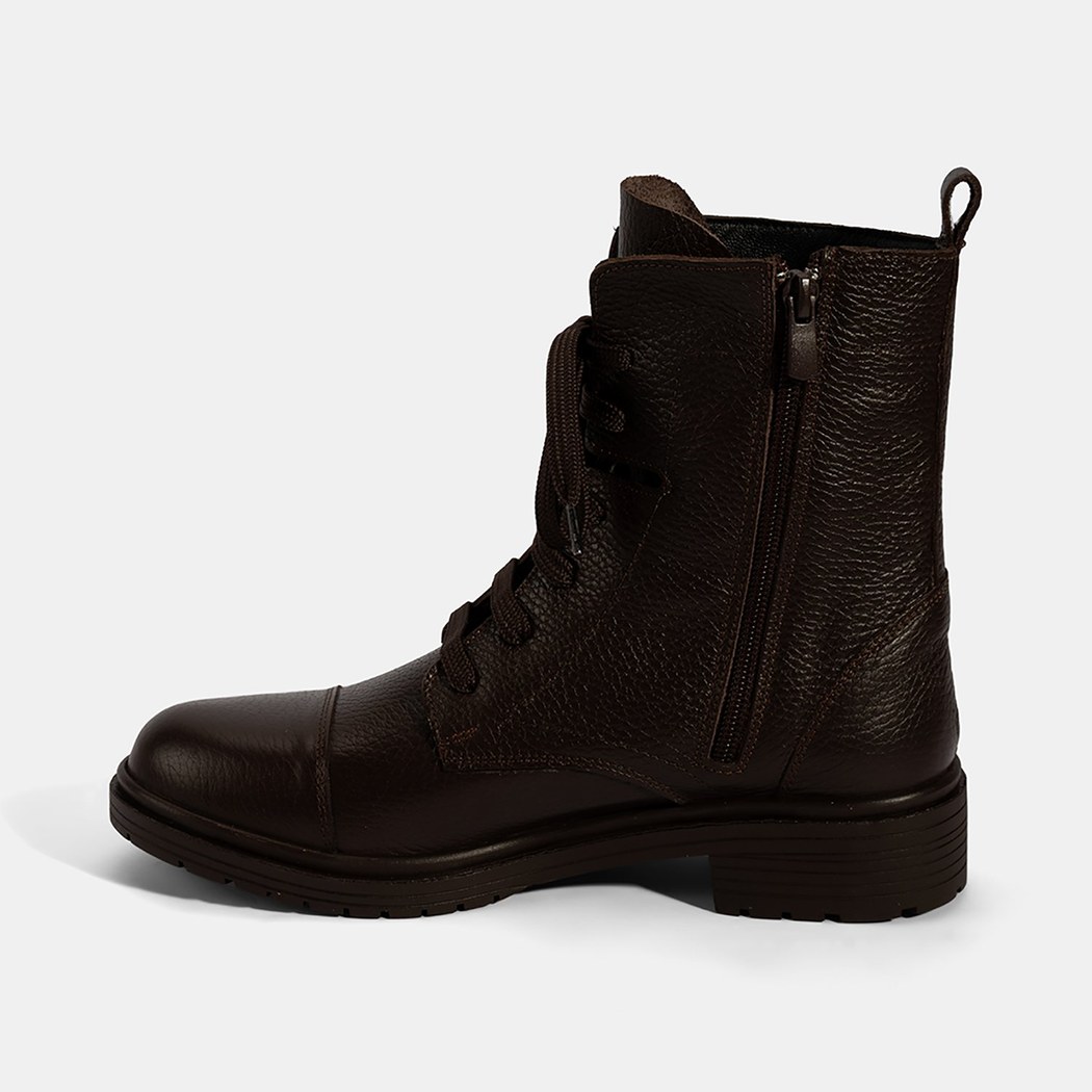 Kadın Kahve Bağcıklı Deri Postal Bot