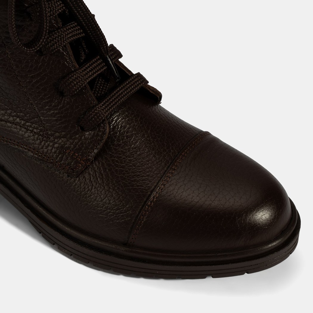 Kadın Kahve Bağcıklı Deri Postal Bot