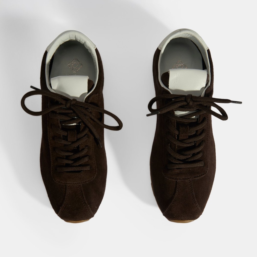 Kadın Kahve Bağcıklı Süet Spor Ayakkabı