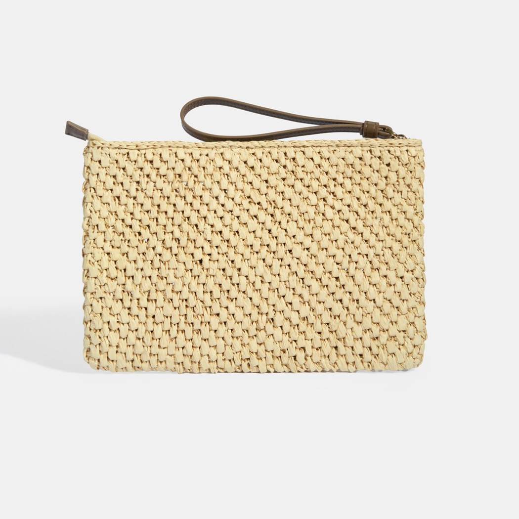 Kadın Kahve Çiçek Detaylı Hasır El Çantası