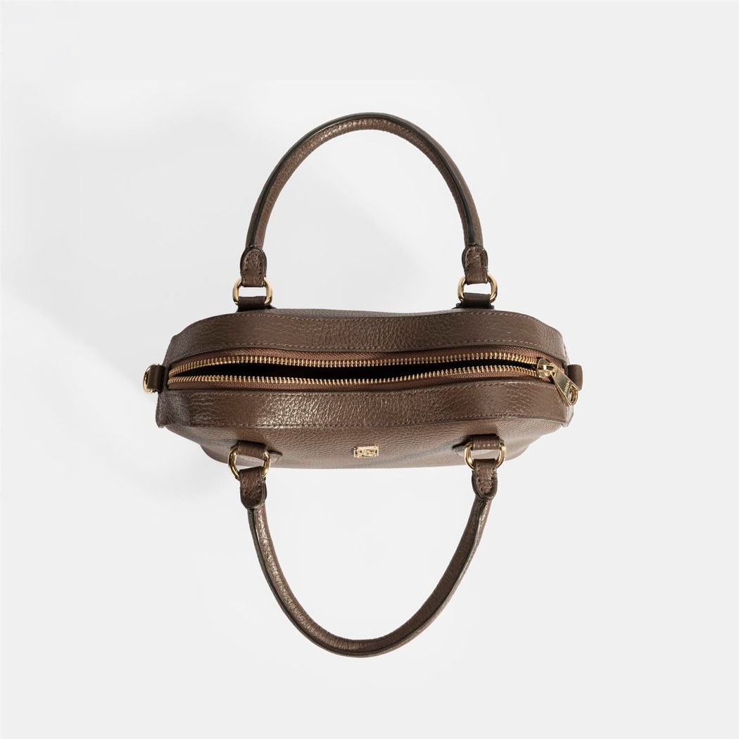Kadın Kahve Deri Çanta Aksesuarlı Mini El Çantası
