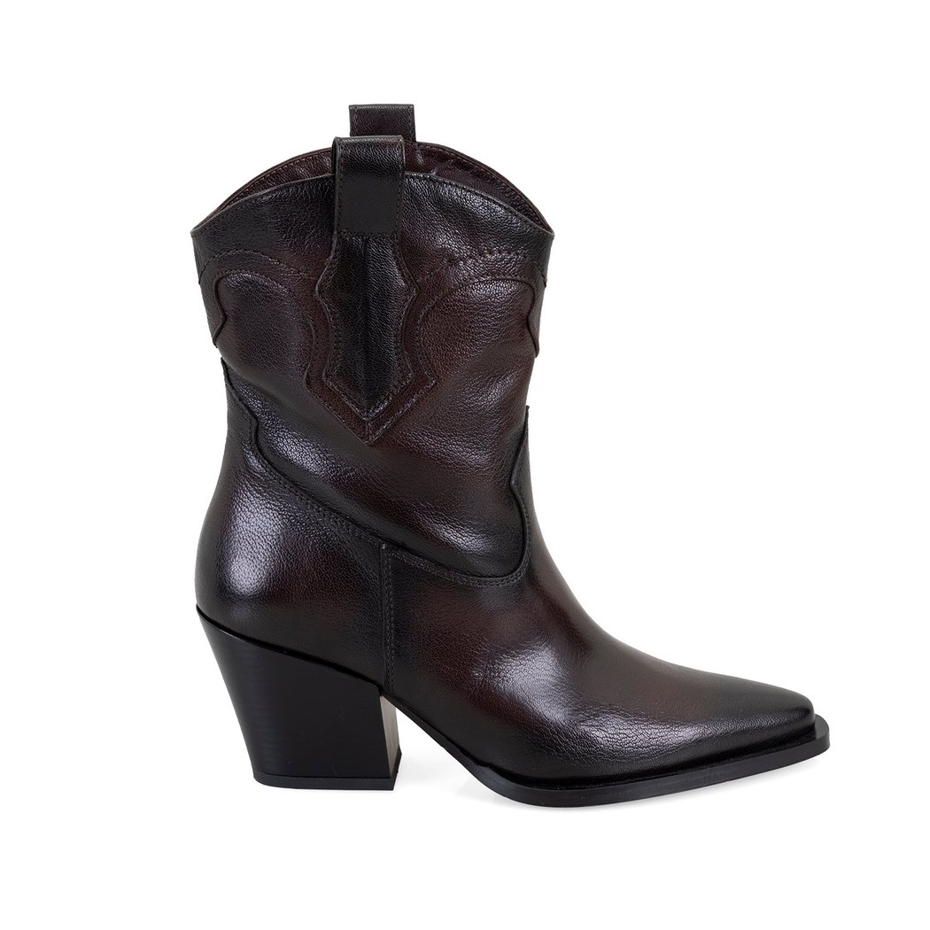 Kadın Kahve Deri Kovboy Bot