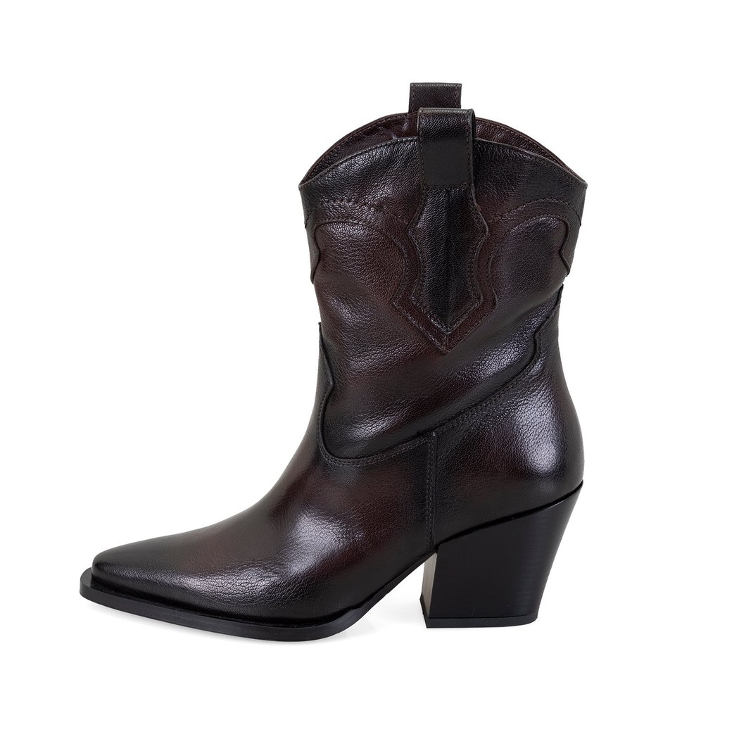 Kadın Kahve Deri Kovboy Bot