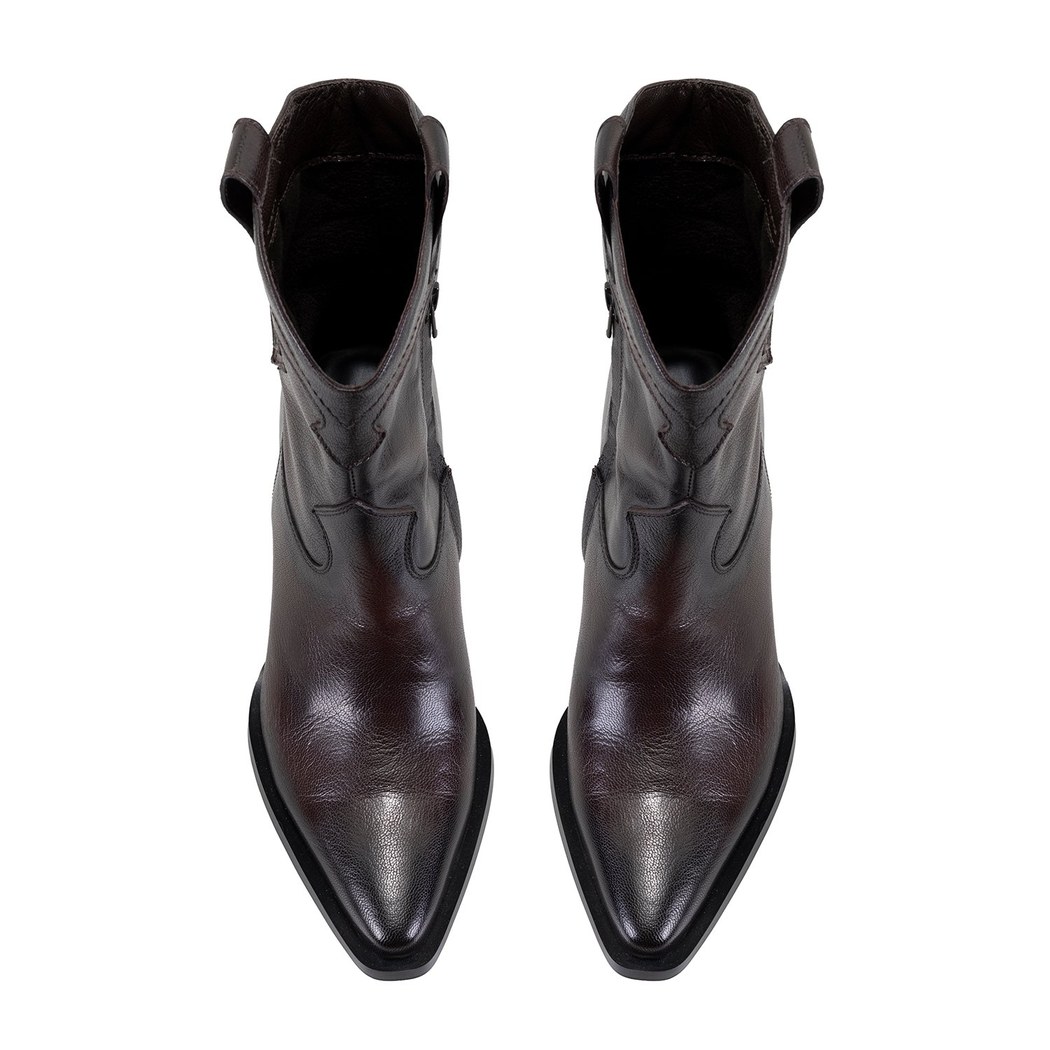 Kadın Kahve Deri Kovboy Bot