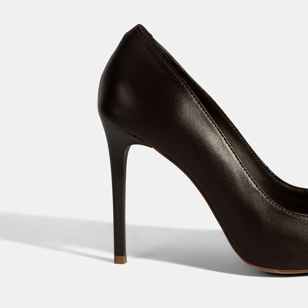 Kadın Kahve Deri Stiletto