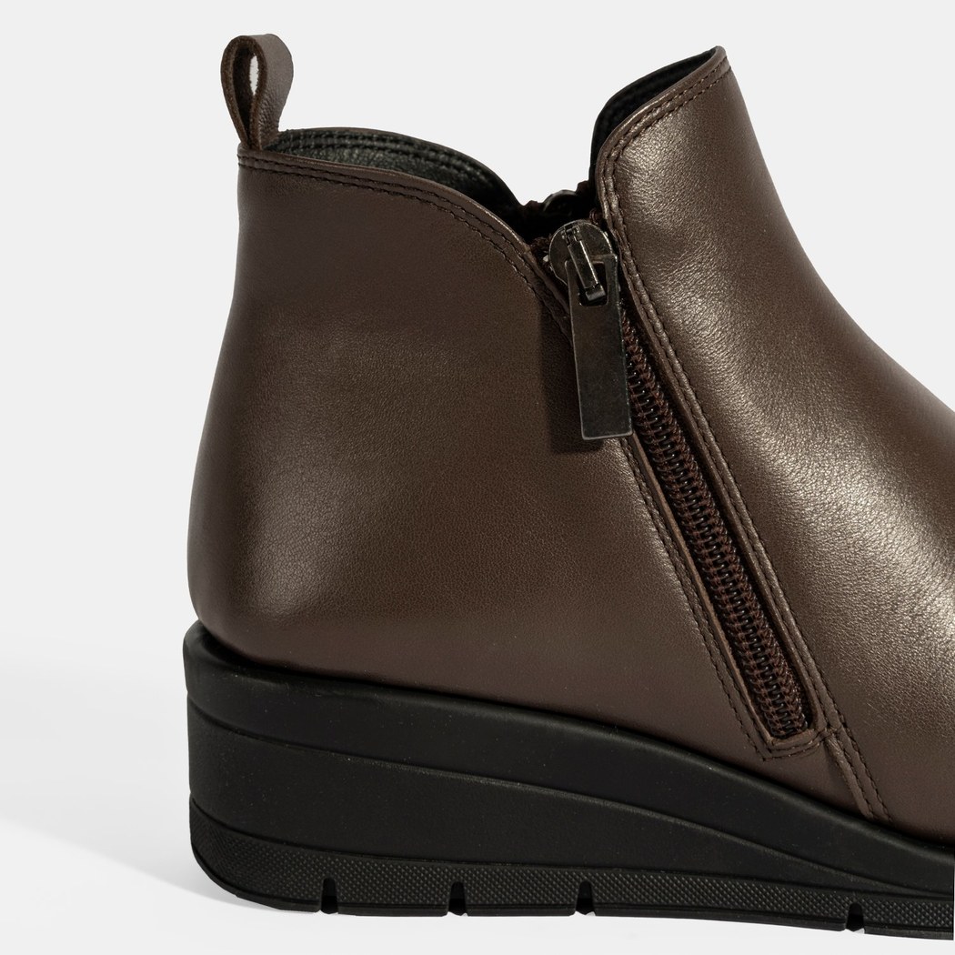 Kadın Kahve DesaComfort Çift Fermuarlı Deri Bot