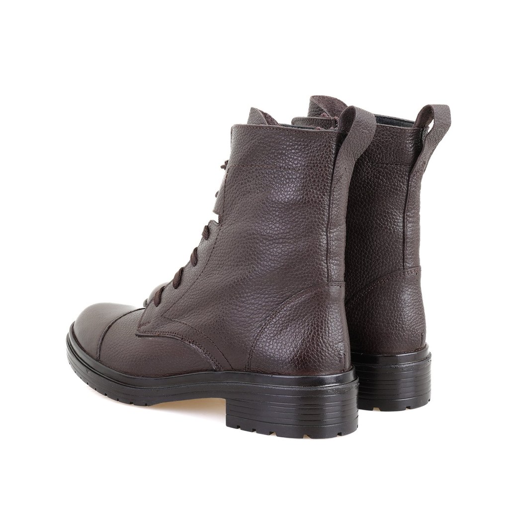 Kadın Kahve Fermuarlı Deri Bot