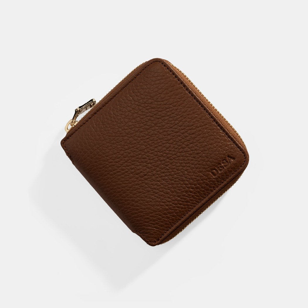 Kadın Kahve Fermuarlı Deri Cüzdan