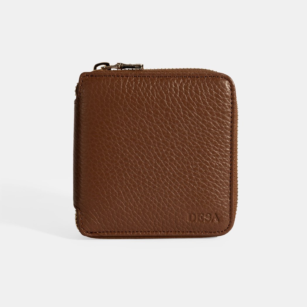 Kadın Kahve Fermuarlı Deri Cüzdan