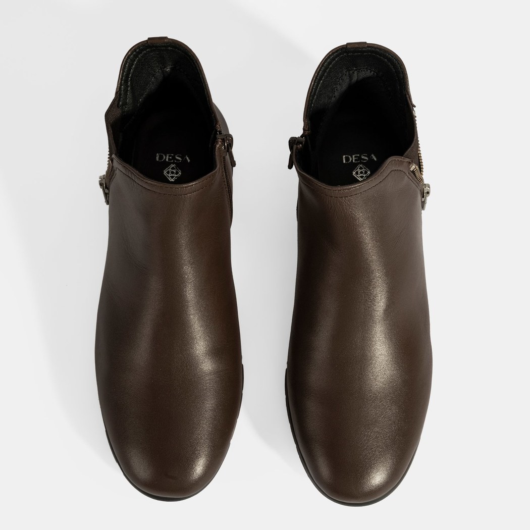 Kadın Kahve Fermuarlı DesaComfort Deri Bot