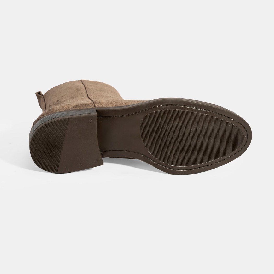 Kadın Kahve Fermuarlı Süet Deri Bot