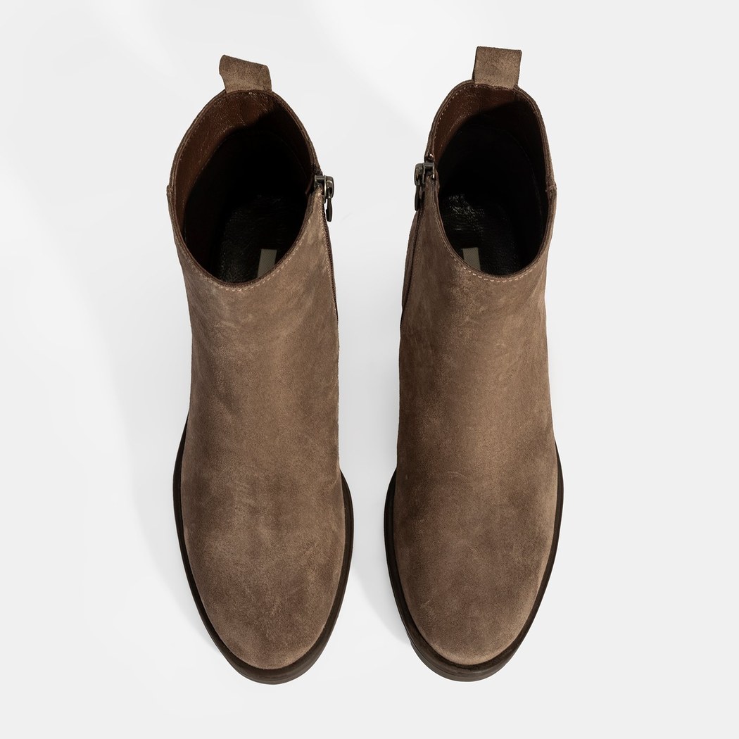 Kadın Kahve Fermuarlı Süet Deri Bot