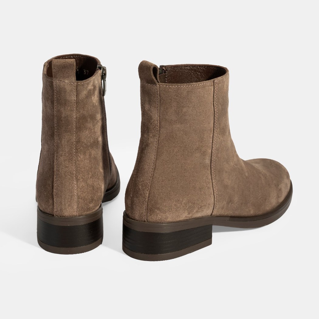 Kadın Kahve Fermuarlı Süet Deri Bot