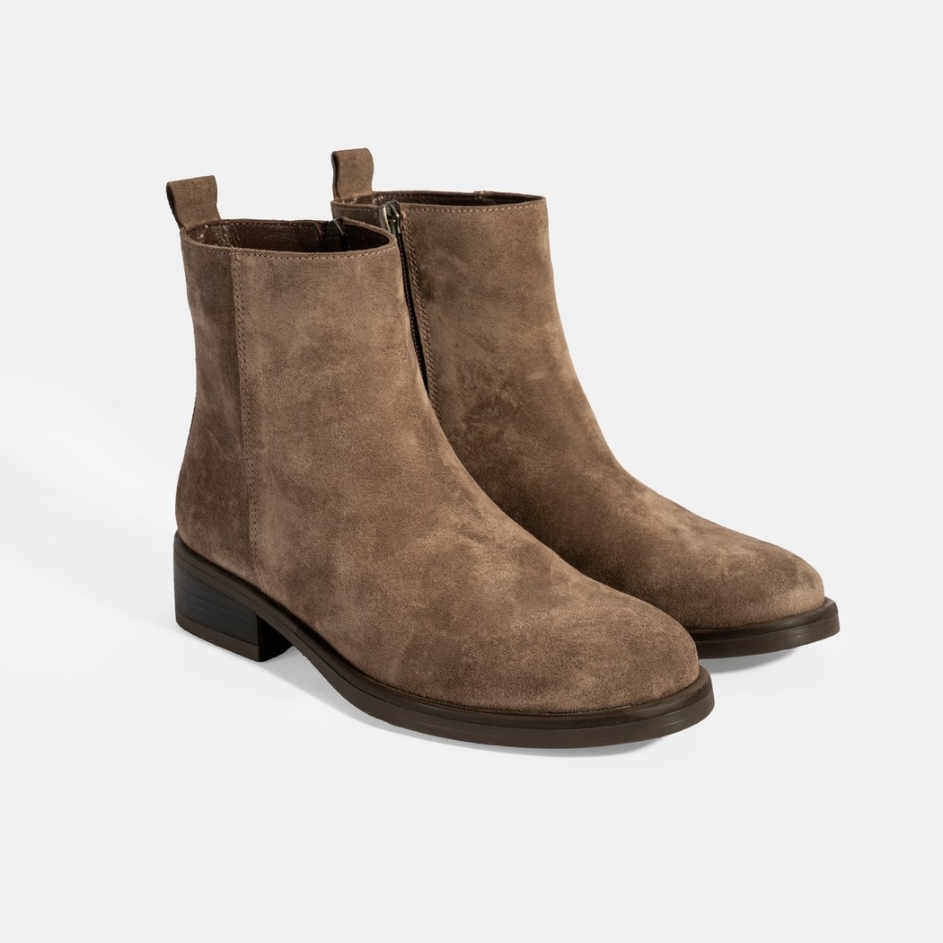 Kadın Kahve Fermuarlı Süet Deri Bot