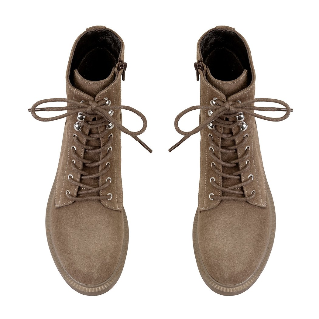 Kadın Kahve Fermuarlı Süet Deri Bot