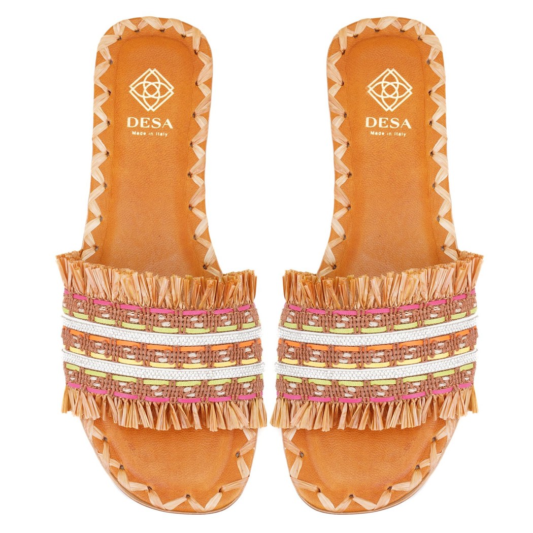 Kadın Kahve Hasır Örgülü Terlik