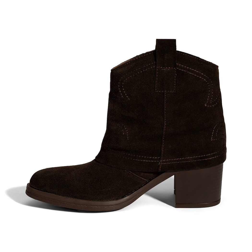 Kadın Kahve İşleme Detaylı Kalın Topuklu Bot