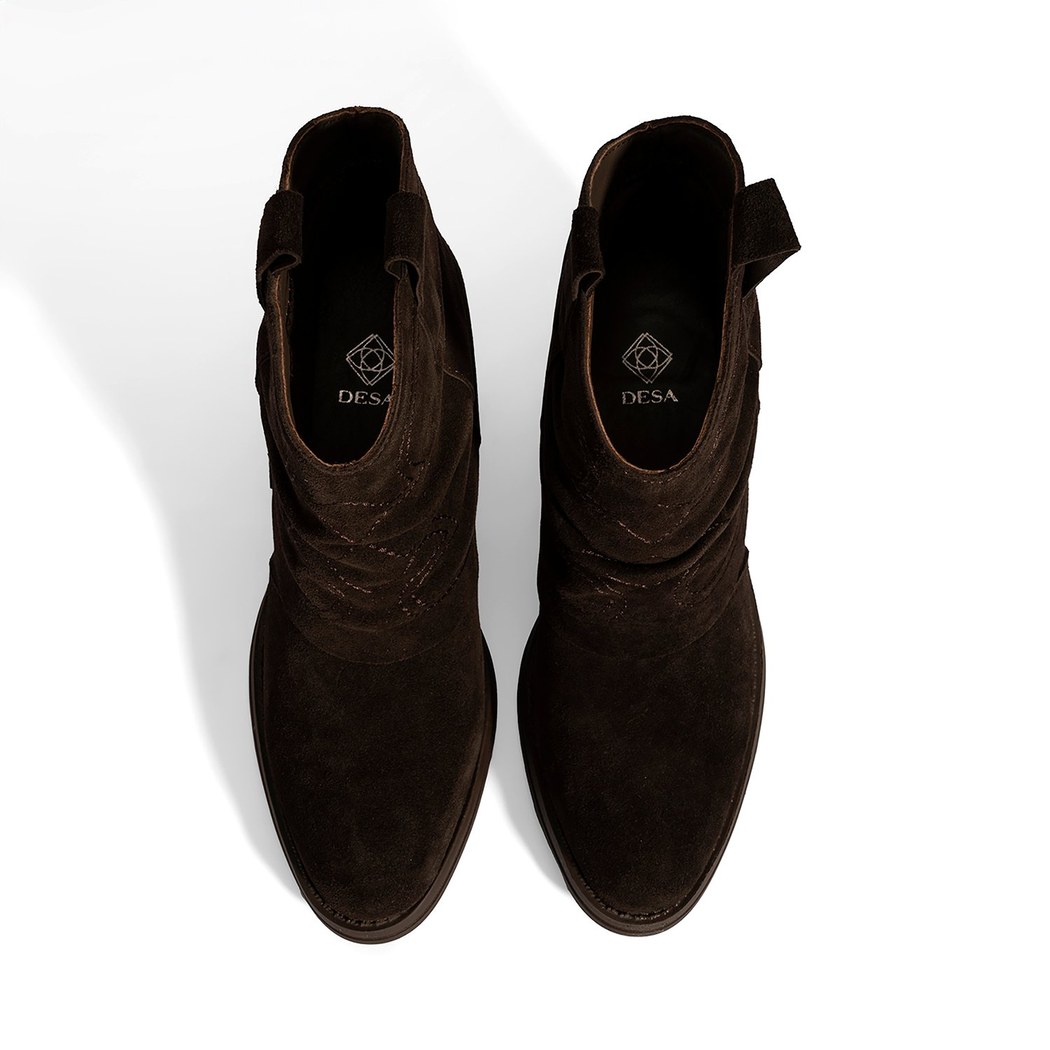 Kadın Kahve İşleme Detaylı Kalın Topuklu Bot