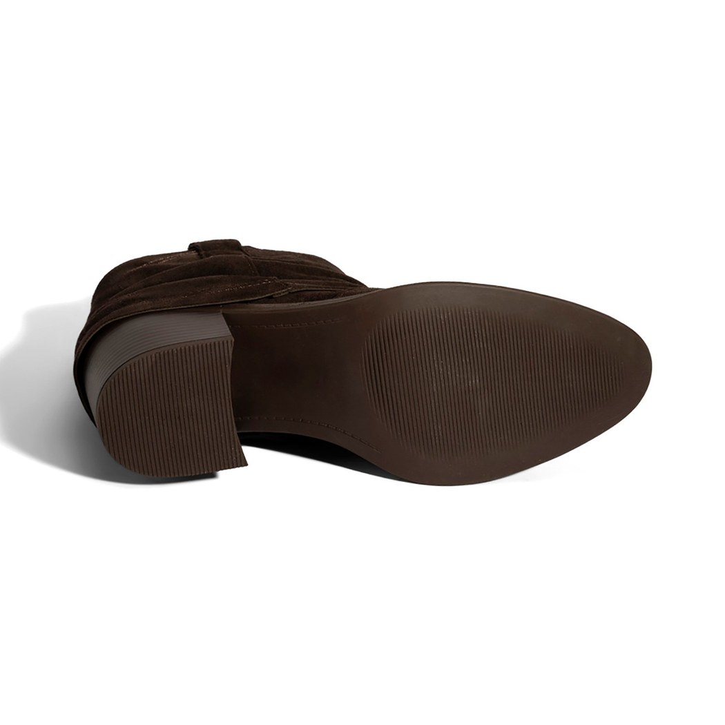 Kadın Kahve İşleme Detaylı Kalın Topuklu Bot