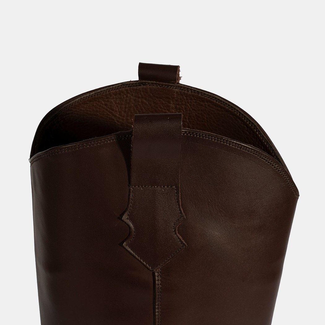 Kadın Kahve Kalın Topuklu Deri Çizme