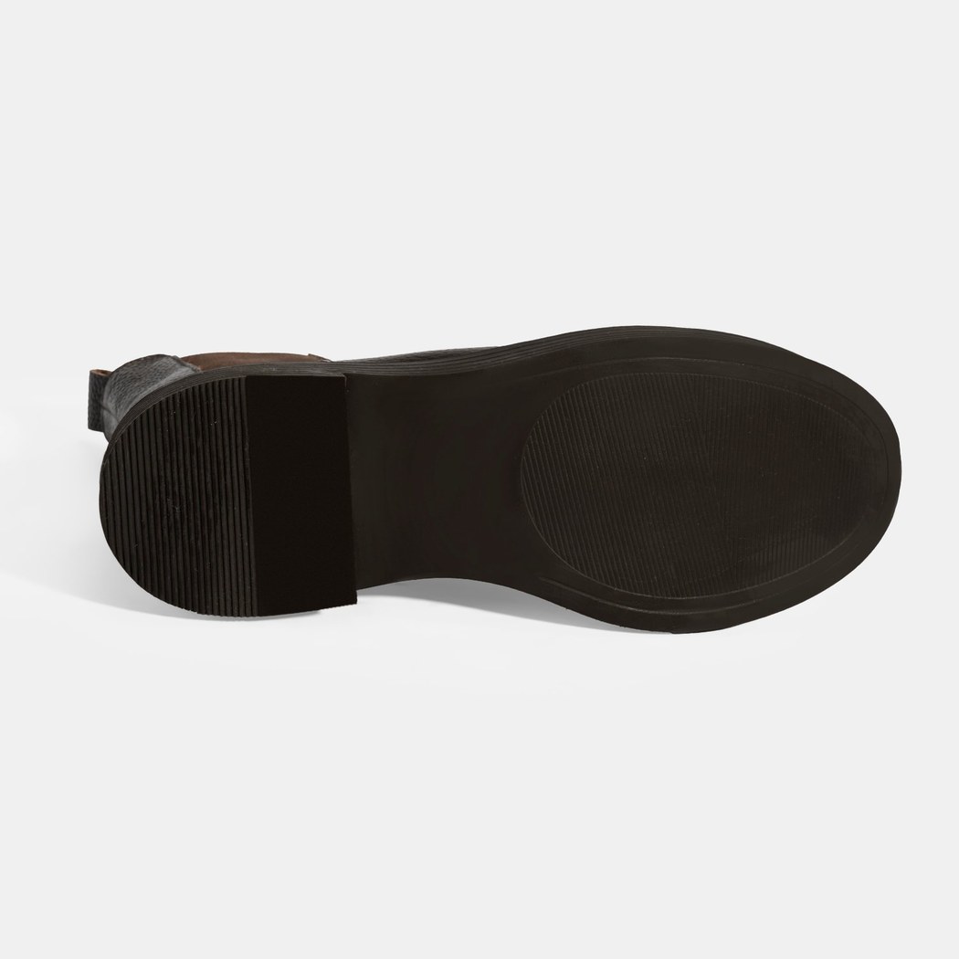 Kadın Kahve Lastik Detaylı Deri Bot