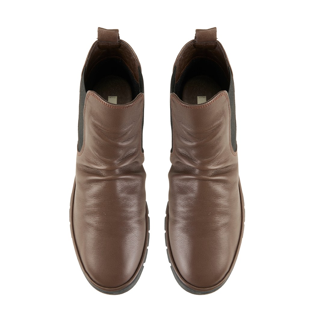 Kadın Kahve Lastikli Deri Bot