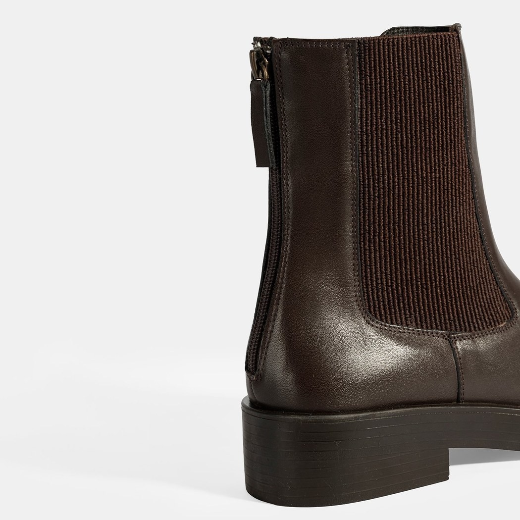 Kadın Kahve Lastikli Deri Chelsea Bot