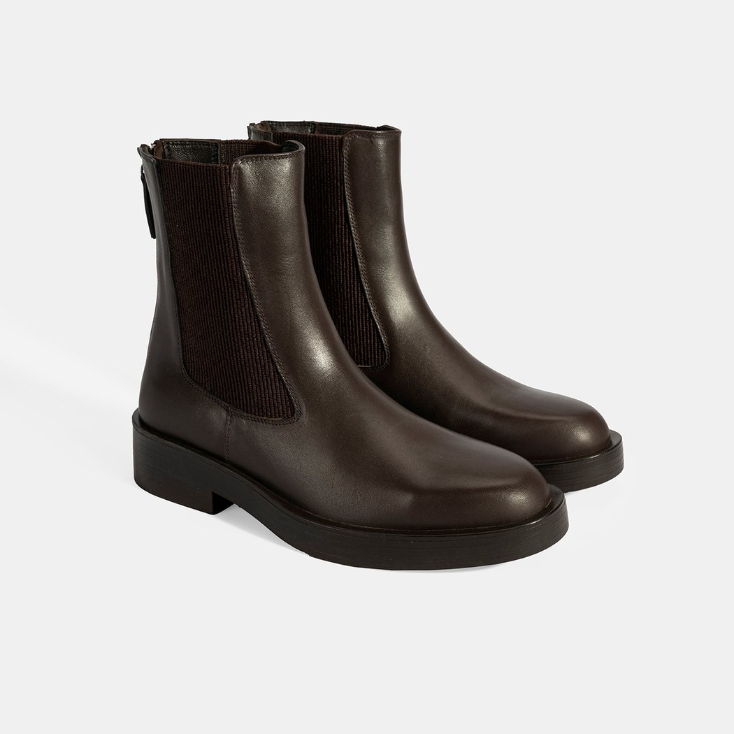 Kadın Kahve Lastikli Deri Chelsea Bot