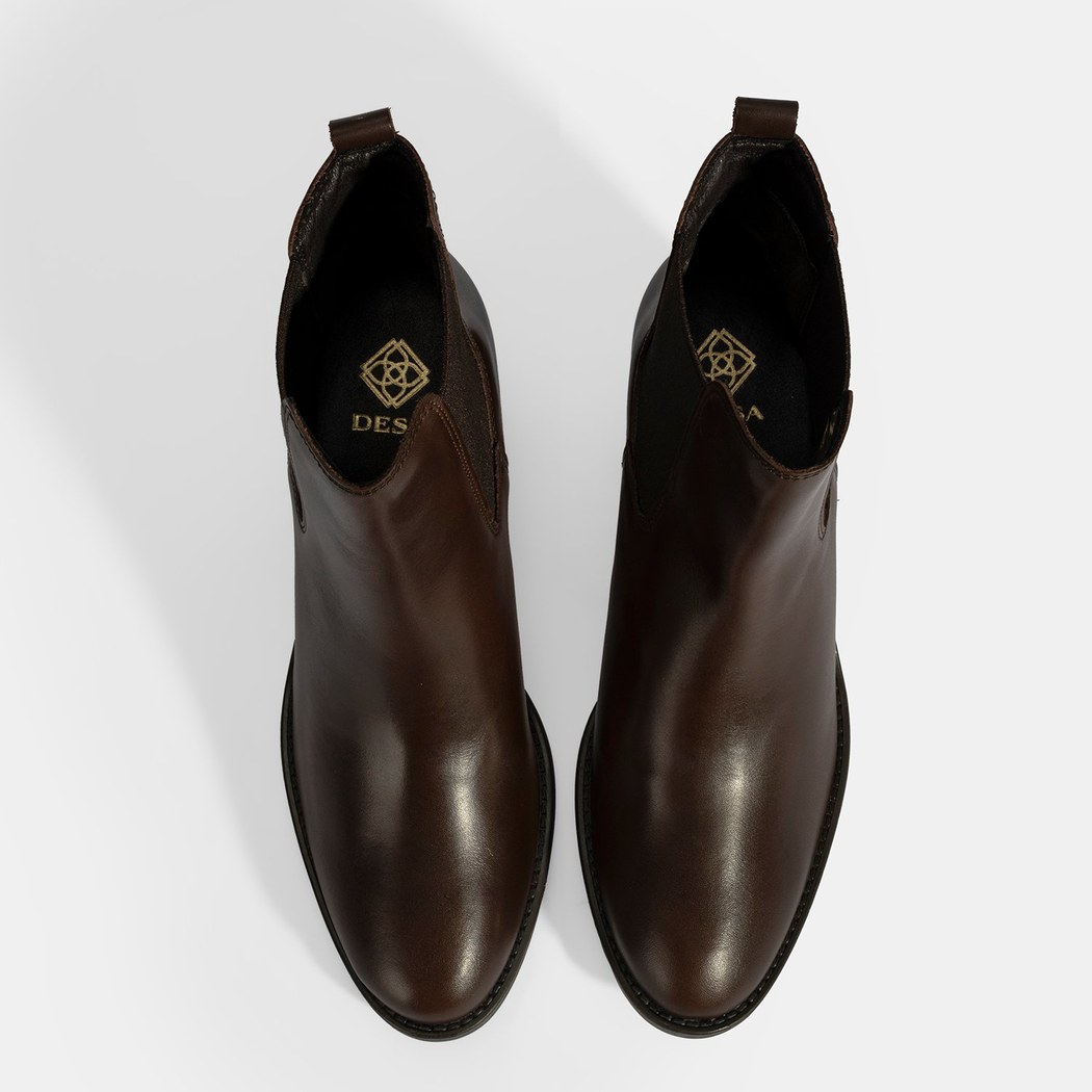 Kadın Kahve Lastikli Topuklu Deri Bot