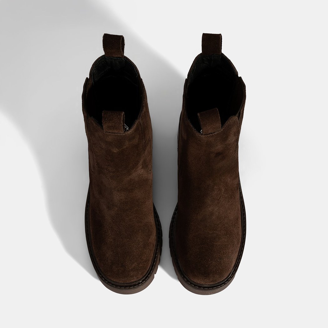 Kadın Kahve Lastikli Topuklu Süet Chelsea Bot