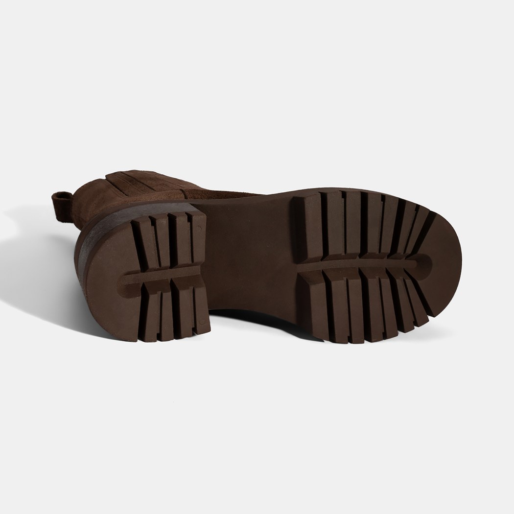 Kadın Kahve Lastikli Topuklu Süet Chelsea Bot