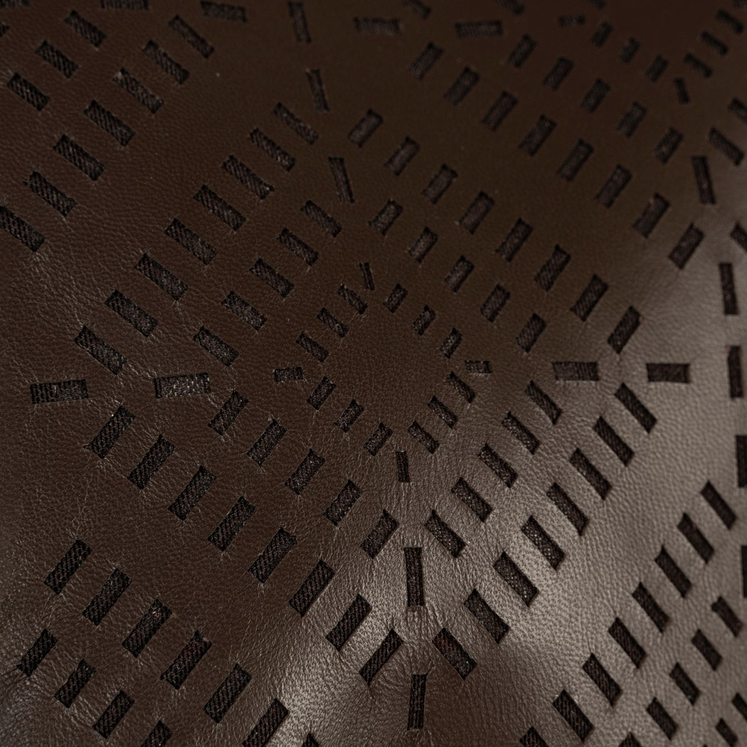 Kadın Kahve Lazer Kesimli Geometrik Desenli Deri Gömlek