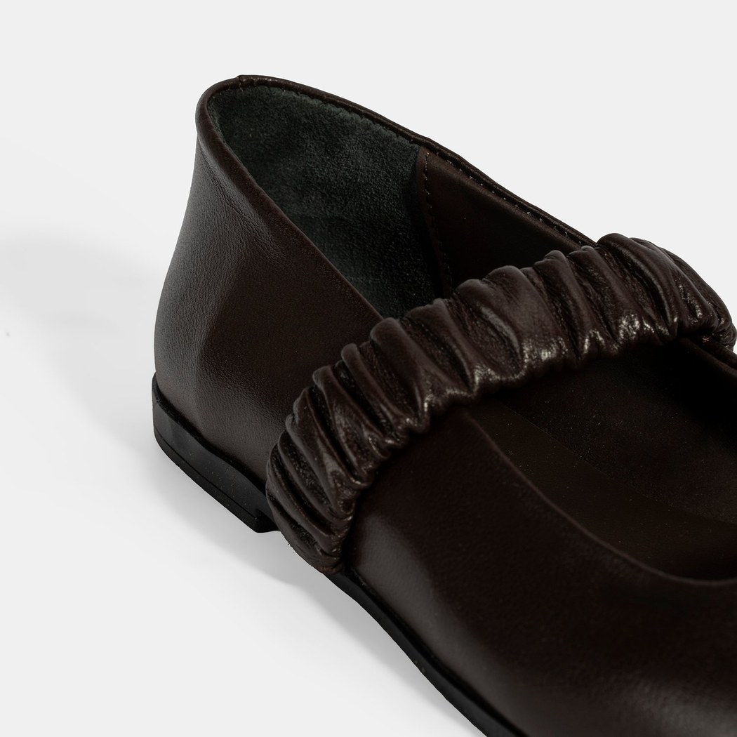 Kadın Kahve Mary Jane Deri Babet