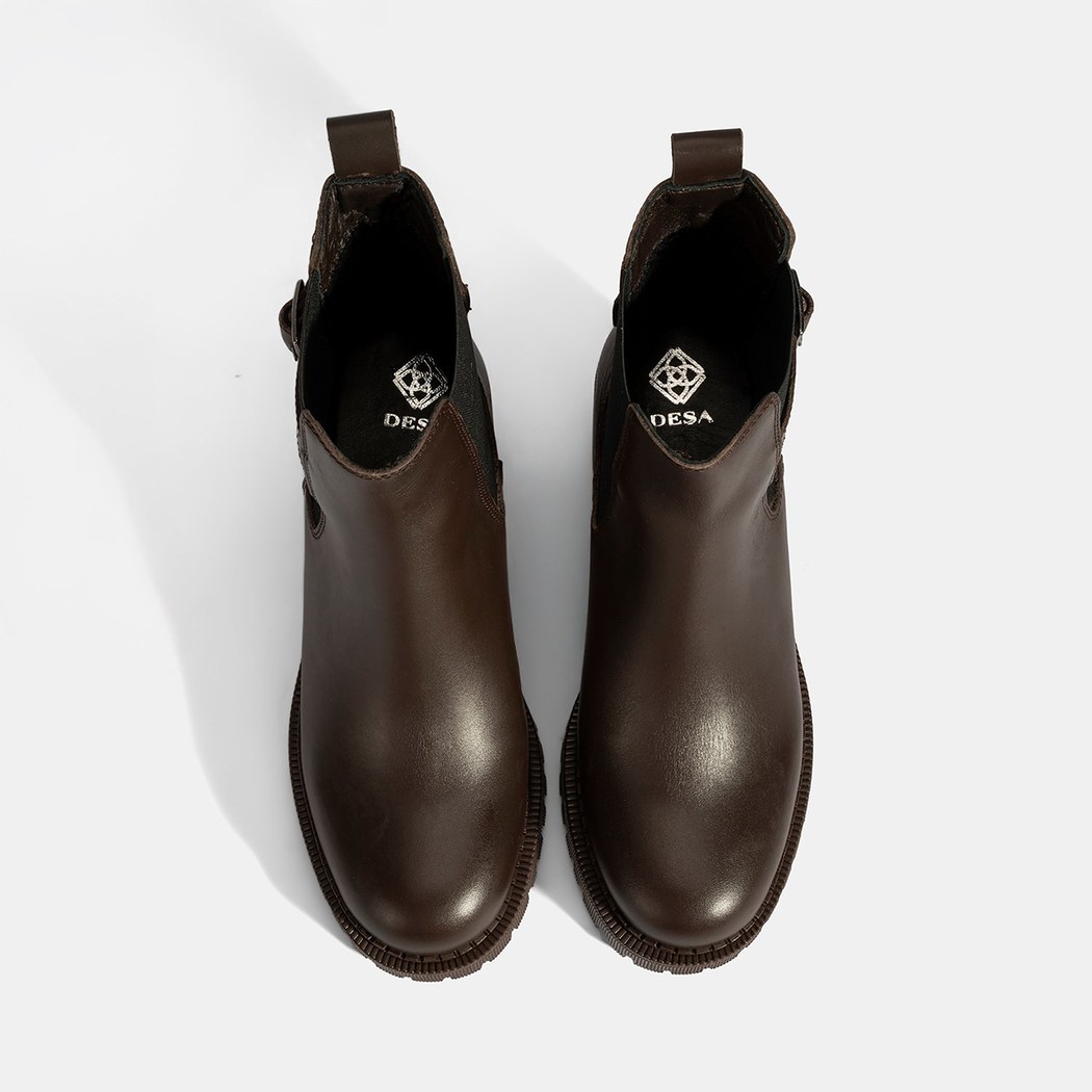 Kadın Kahve Metal Toka Detaylı Topuklu Bot