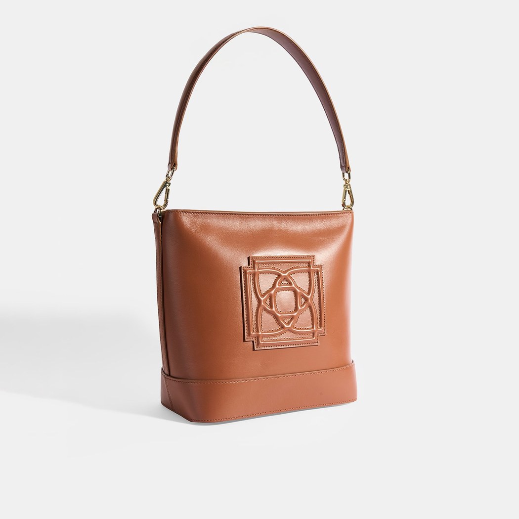 Kadın Kahve Monogram Logolu Deri Omuz Çantası