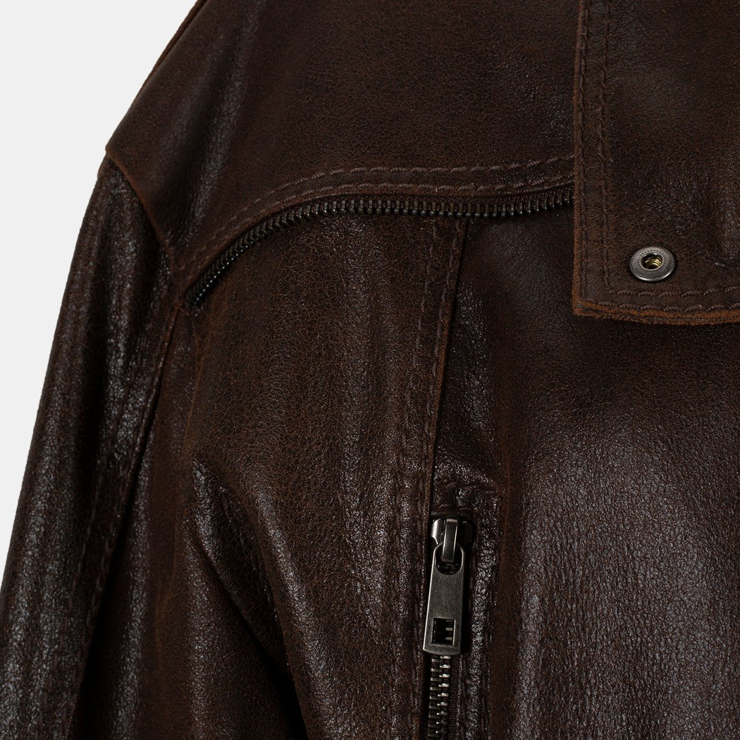 Kadın Kahve Oversize Kemerli Biker Deri Ceket