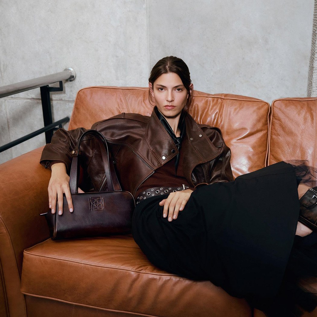 Kadın Kahve Oversize Kemerli Biker Deri Ceket