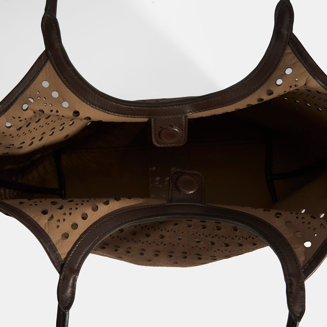 Kadın Kahve Perforeli Süet Omuz Çantası